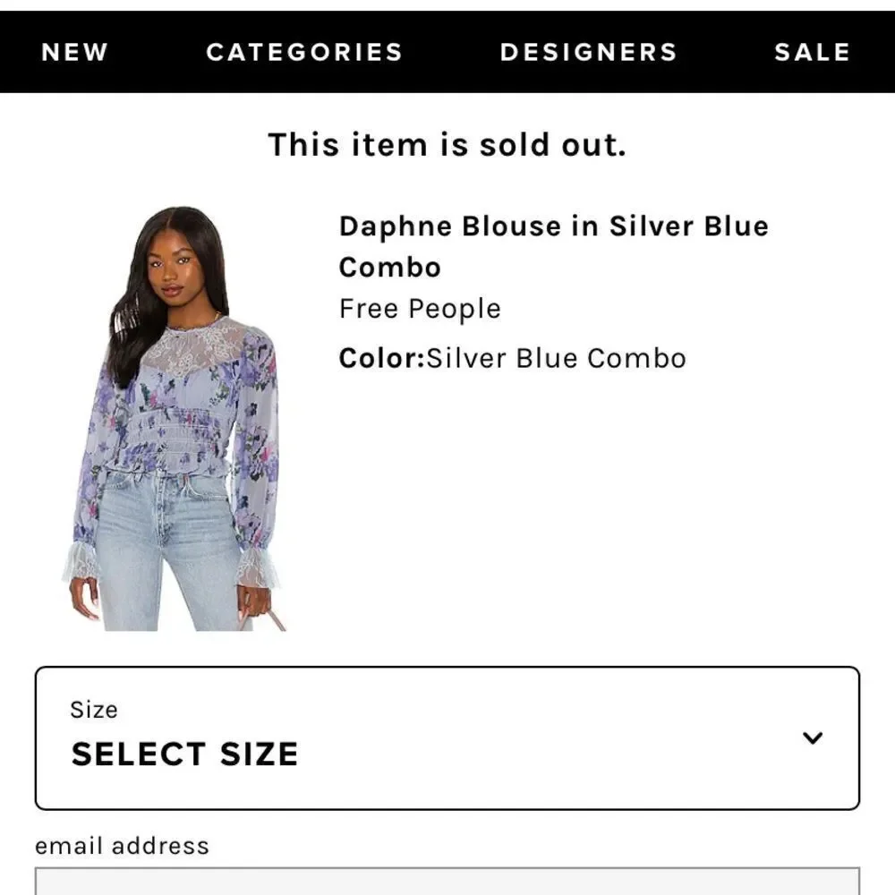Free People Daphne Blouse in Silver Blue Combo NWT Sz S